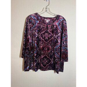 Allison Daley Velvet Top Paisley Granny Retro Y2K Business Casual Size XL Petite